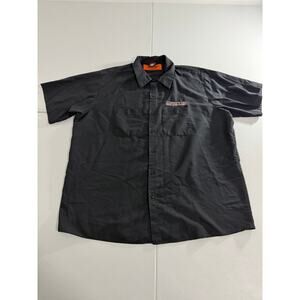 Lucky 13 Button Up Men’s 2xl Black Short Sleeve Work Red Kap Graphic